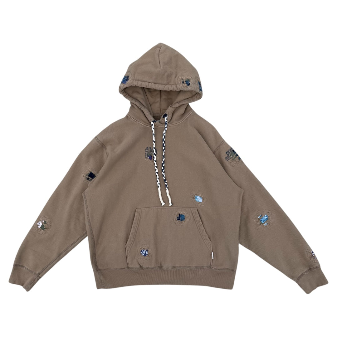 18 oz heavy damage hoodie beige