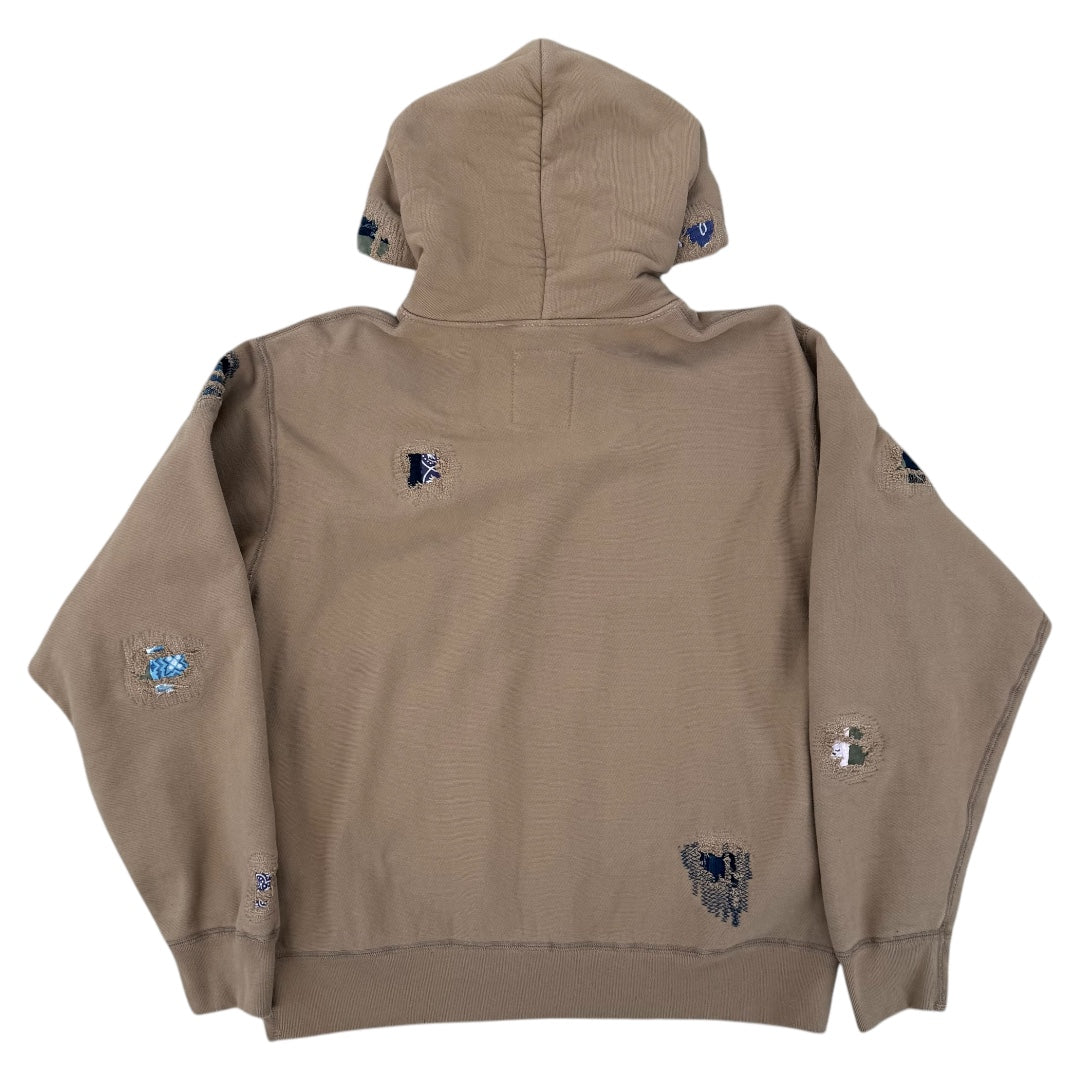 18 oz heavy damage hoodie beige