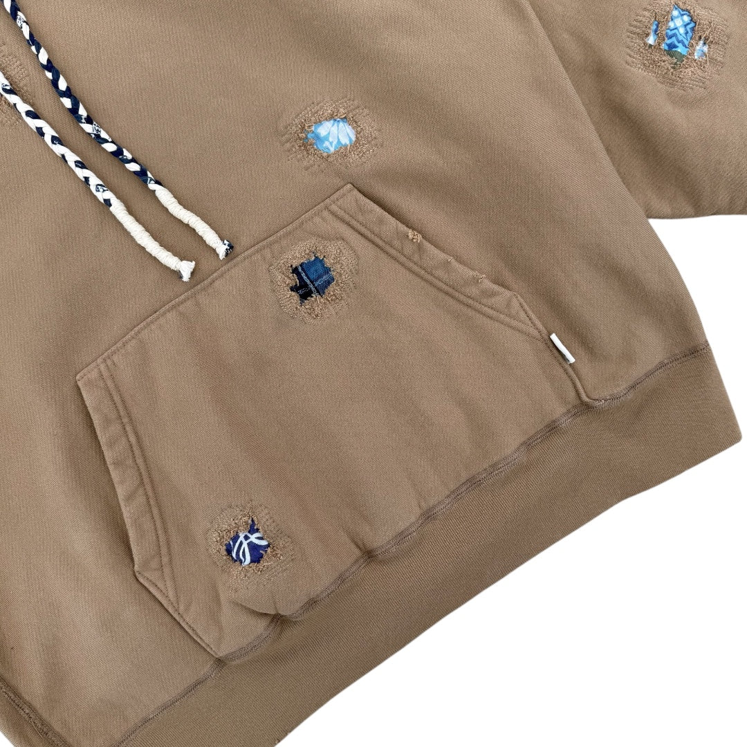 18 oz heavy damage hoodie beige