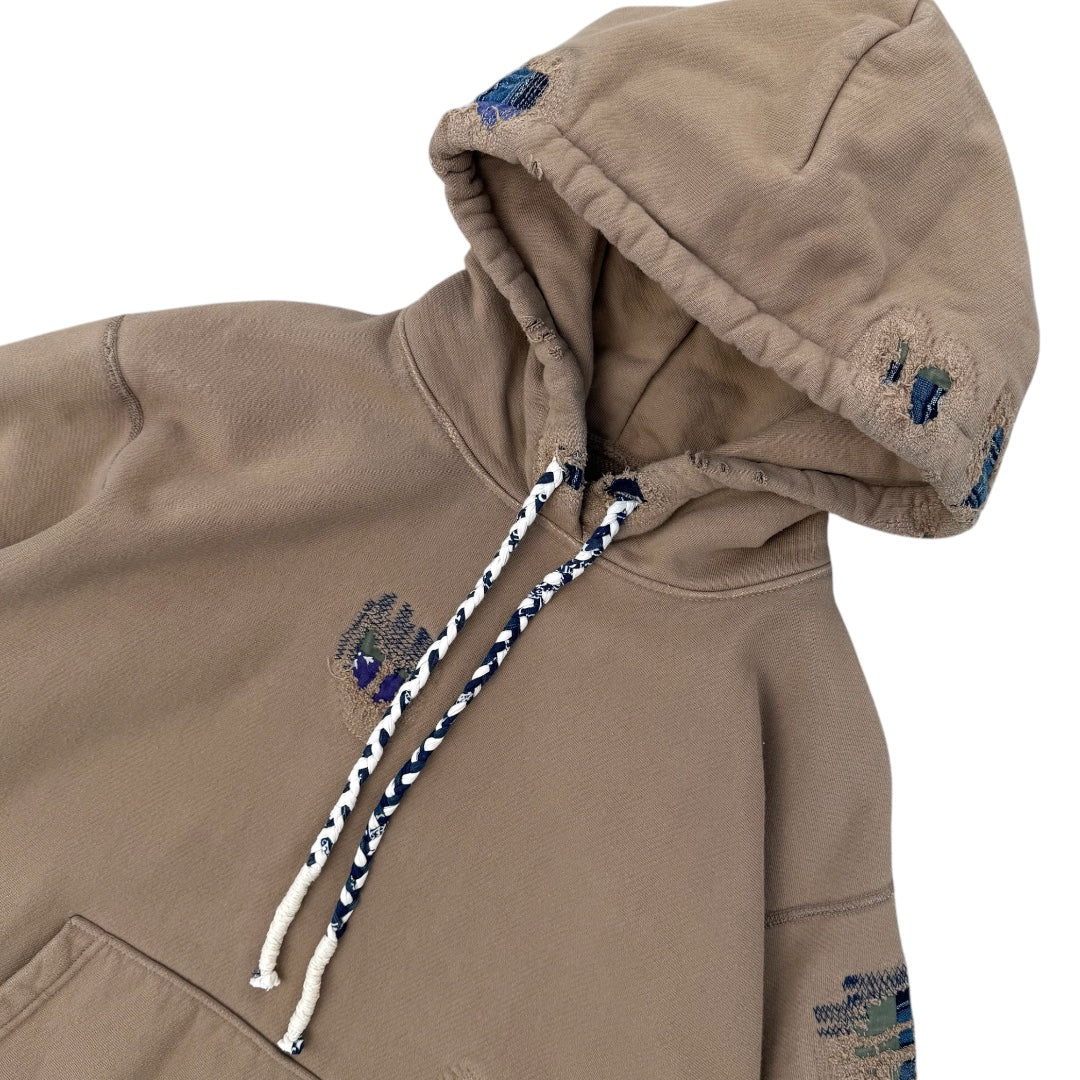 18 oz heavy damage hoodie beige