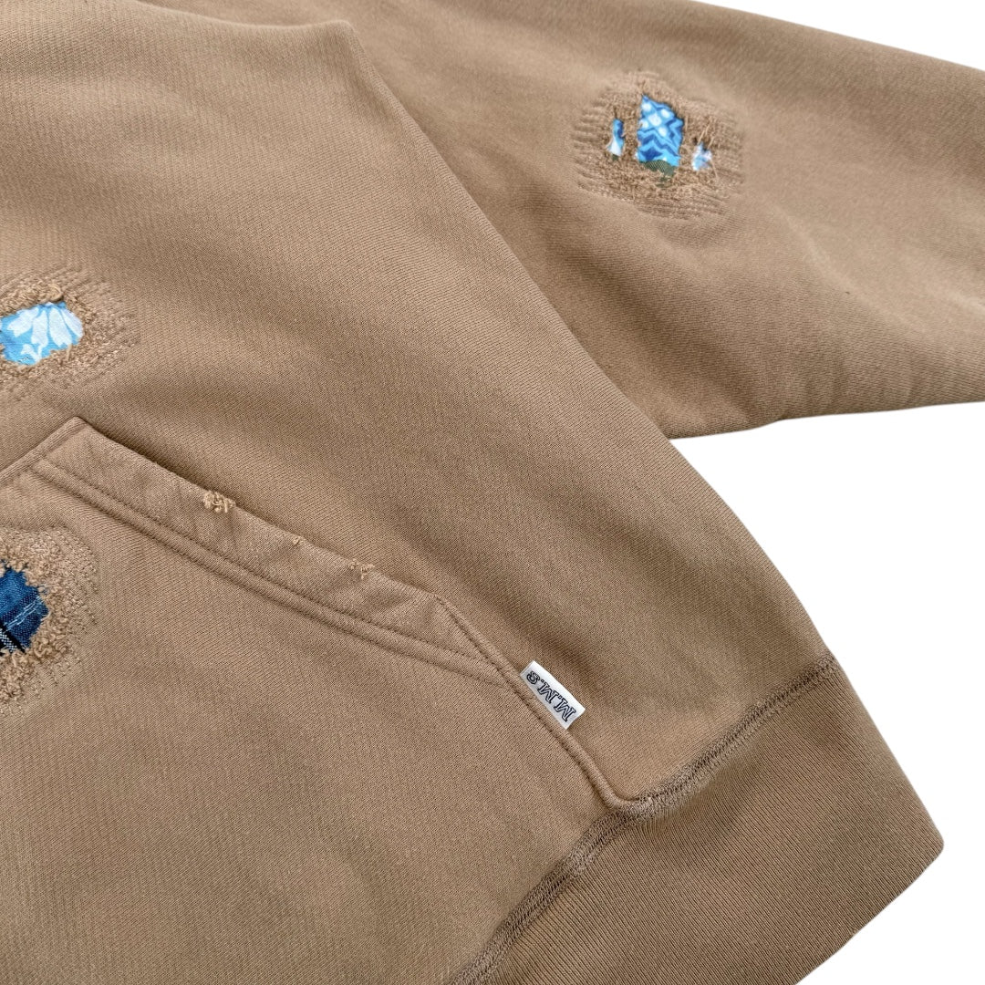 18 oz heavy damage hoodie beige