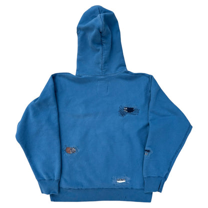 18 oz heavy damage hoodie blue