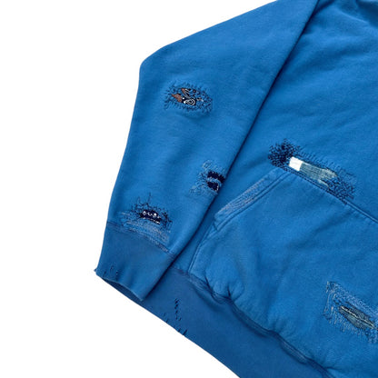 18 oz heavy damage hoodie blue