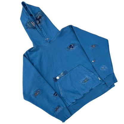 18 oz heavy damage hoodie blue