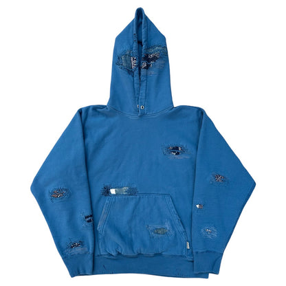 18 oz heavy damage hoodie blue