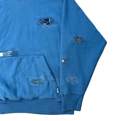 18 oz heavy damage hoodie blue