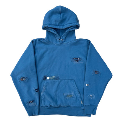 18 oz heavy damage hoodie blue