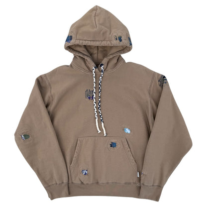 18 oz heavy damage hoodie beige