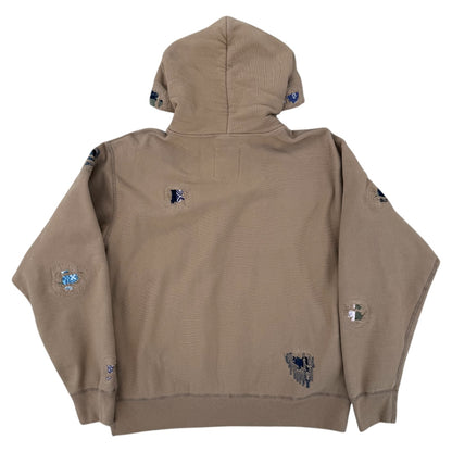 18 oz heavy damage hoodie beige